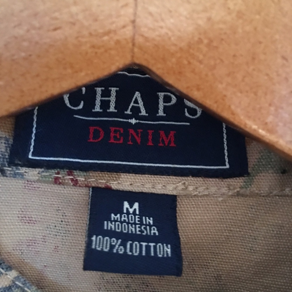 Chaps Denim Jacket - Navy Label with Pink Floral Accents